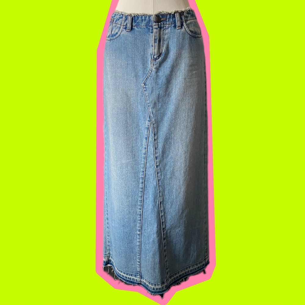 Y2K Express Light denim Maxi skirt